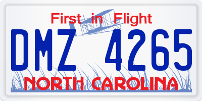 NC license plate DMZ4265