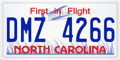 NC license plate DMZ4266