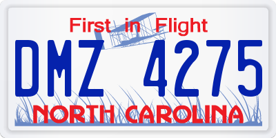 NC license plate DMZ4275