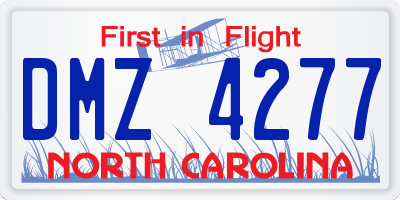 NC license plate DMZ4277