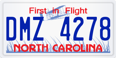 NC license plate DMZ4278