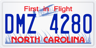 NC license plate DMZ4280