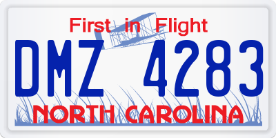 NC license plate DMZ4283