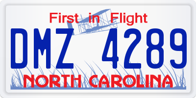 NC license plate DMZ4289