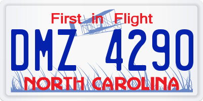 NC license plate DMZ4290