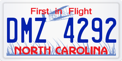 NC license plate DMZ4292