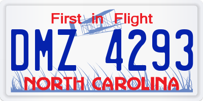 NC license plate DMZ4293