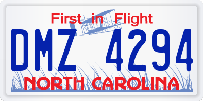 NC license plate DMZ4294
