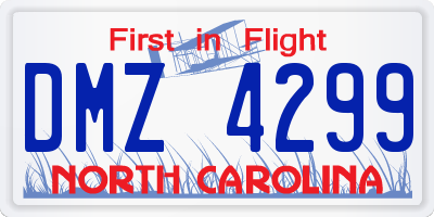 NC license plate DMZ4299