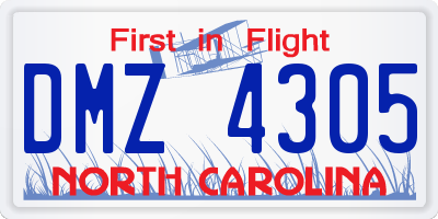 NC license plate DMZ4305