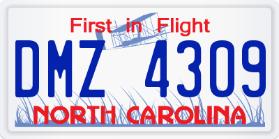 NC license plate DMZ4309
