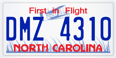 NC license plate DMZ4310