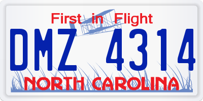 NC license plate DMZ4314