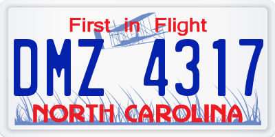 NC license plate DMZ4317