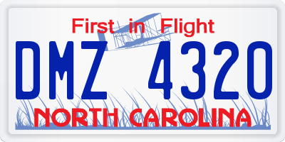 NC license plate DMZ4320