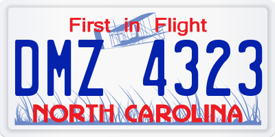 NC license plate DMZ4323