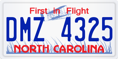 NC license plate DMZ4325