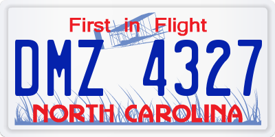 NC license plate DMZ4327