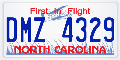 NC license plate DMZ4329