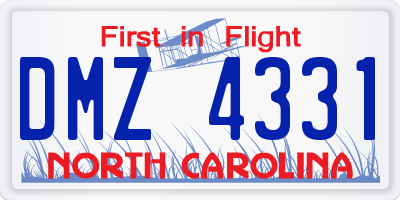 NC license plate DMZ4331