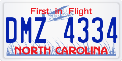 NC license plate DMZ4334