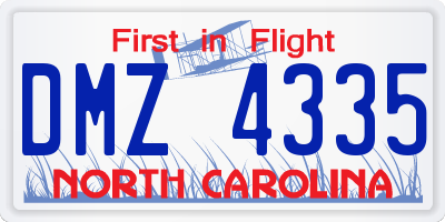 NC license plate DMZ4335