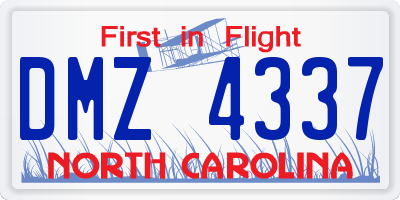 NC license plate DMZ4337