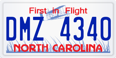 NC license plate DMZ4340