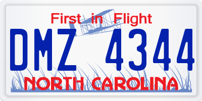 NC license plate DMZ4344