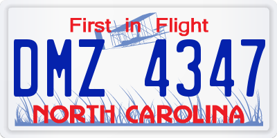 NC license plate DMZ4347