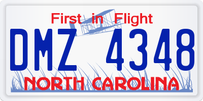 NC license plate DMZ4348