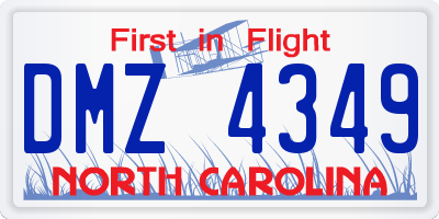 NC license plate DMZ4349