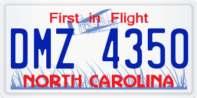 NC license plate DMZ4350