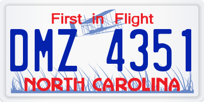 NC license plate DMZ4351