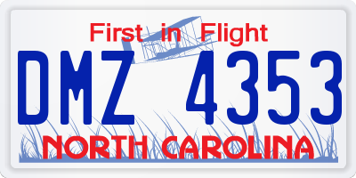 NC license plate DMZ4353