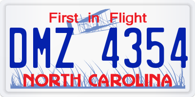 NC license plate DMZ4354