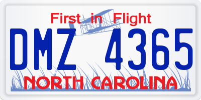 NC license plate DMZ4365