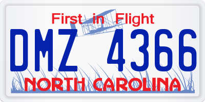 NC license plate DMZ4366