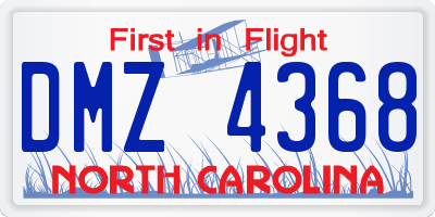 NC license plate DMZ4368