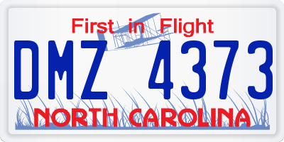 NC license plate DMZ4373