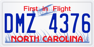 NC license plate DMZ4376