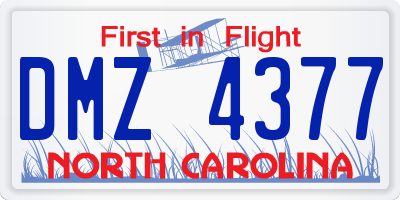 NC license plate DMZ4377