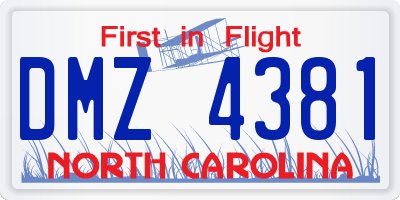 NC license plate DMZ4381