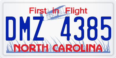 NC license plate DMZ4385