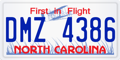 NC license plate DMZ4386