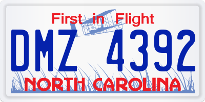 NC license plate DMZ4392