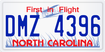 NC license plate DMZ4396