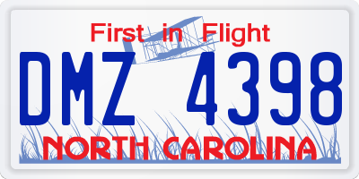 NC license plate DMZ4398