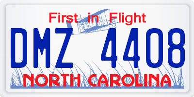 NC license plate DMZ4408