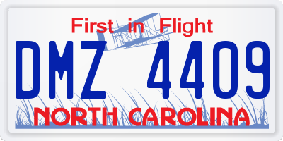 NC license plate DMZ4409